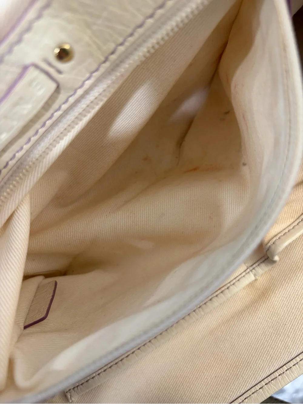 Vintage Celine Macadam Canvas Tote Bag in a purple and white/cream